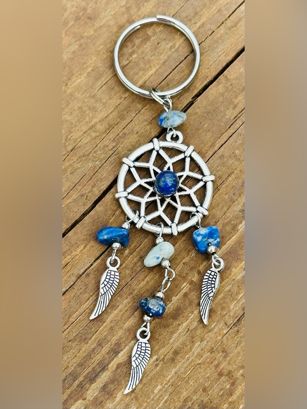 NEW Lapis Lazuli and Silver Dream Catcher Keychain